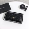 プラダ PRADA レディース 小銭入れ付き二つ折り財布 ブラック レザー 長財布 偽物 母の日