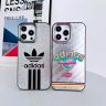 アディダス サイドカーボン シルバープリント トレフォイル iPhone 17/16/15 ケース
