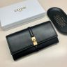 CELINE（セリーヌ）セーズ16 ラージフラップウォレット ブラック レザー ゴールド金具 長財布