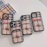 バーバリー iPhone17/17 Pro 携帯ケース チェック柄 布製 Burberry アイホンiPhone16/16 Plusカバー 背面にカード入れ付き