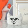 美品 PRADA プラダ リエディション2000 パイル ワンハンドル ハンドバッグ ショルダー 肩掛け ホワイト系×ブラック系