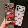 ルイヴィトンiphone17/17promaxスマホケース さくらんぼ柄（桜桃）可愛い vuitton iphone16/16proケース エアクッション 放熱 全面保護