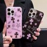 クロムハーツ ピンク＆ブラッククロス セミマット iPhone 17/16/15 ケース