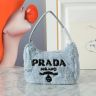 PRADA プラダ ワンショルダーミニバッグ ファブリック Re-Edition 2000 ブルー ブラック
