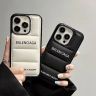 balenciaga iphone17/17pro携帯ケース 白黒 ダウンジャケット柄 バレンシアガ iphone17promaxレザーケース 高校生 人気 綺麗