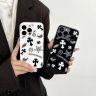 クロームハーツ iphone17/17pro フルカバーケース アクリル 黒と白の配色 耐衝撃 CHROME HEARTS iphone16/16pro 亮面 ハード