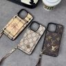 グッチ/バーバリー/ルイヴィトン ハイブランド iphone17 17pro maxスマホケース レザー ストラップ付き取り外し可能モノグラム