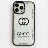 グッチ iphone15スマホケース クリア 黒 Gucci ブランド アイホン15pro カバー シンプル アクリル-Cutezaka