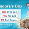 Get Free Runescape 2007 Gold & $15 Voucher in RSorder Pandora's Box on July 20