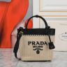 PRADA プラダ かごバッグ レディース トートバッグ ハンドバッグ クロシェ レザー ロゴ刺繍 鞄