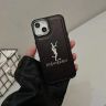 売れ筋アイフォーン14携帯ケース ブランド字母プリント ケース ysl iPhone 14 pro 皮製  男女兼用 電気メッキ