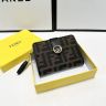 フェンディ Fendi トリフォールド レザー コンパクトウォレット ブラック FFプリント