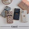 グッチ iphone15 スマホケース 布製 菱形紋様 メタルボーダー カード収納 金属ロゴ付き 女性愛用 Gucci アイフォーン 15pro カバー オシャレ 耐衝撃-Cutezaka